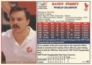 1993 Ice Hot International #8 Randy Ferbey Back